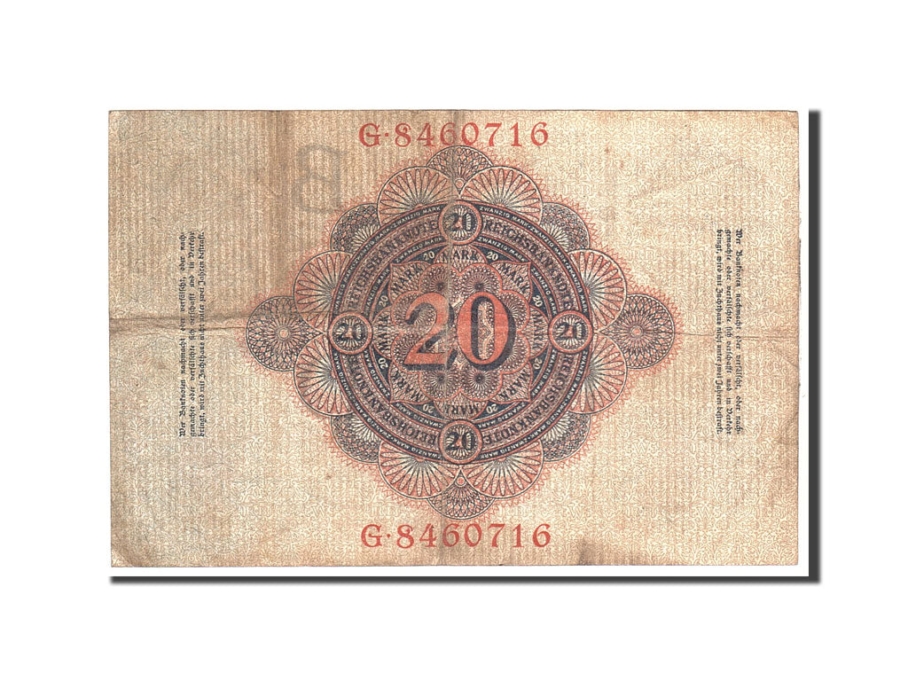 Banknote, Germany, 20 Mark, 1910, 1910-04-21, KM:40b, VF(20-25)