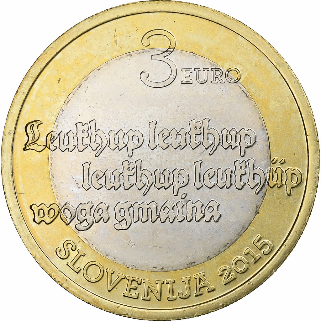 Eslovenia, 3 Euro, Stara Prauba 1515, 2015, Bimetálico, EBC