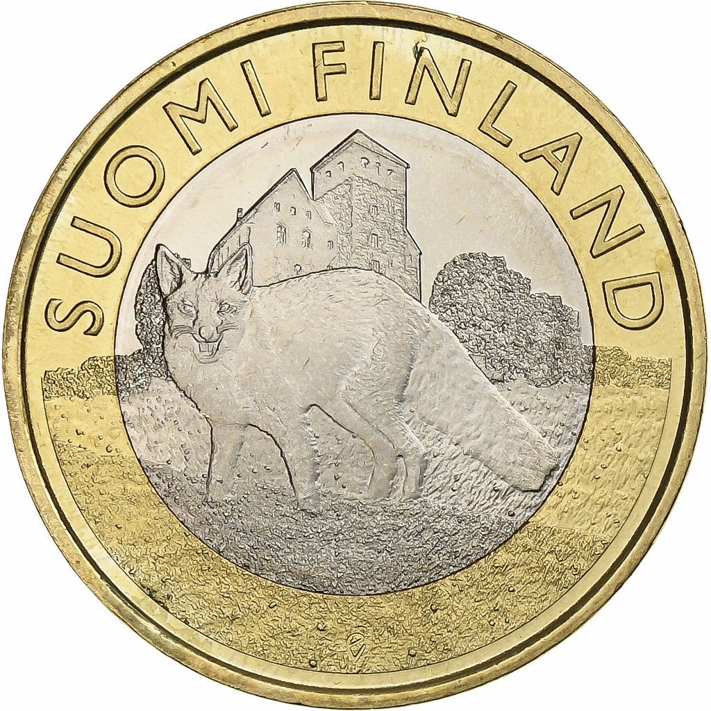 Finland, 5 Euro, Fox, 2014, Vantaa, Bi-Metallic, MS(60-62), KM:210