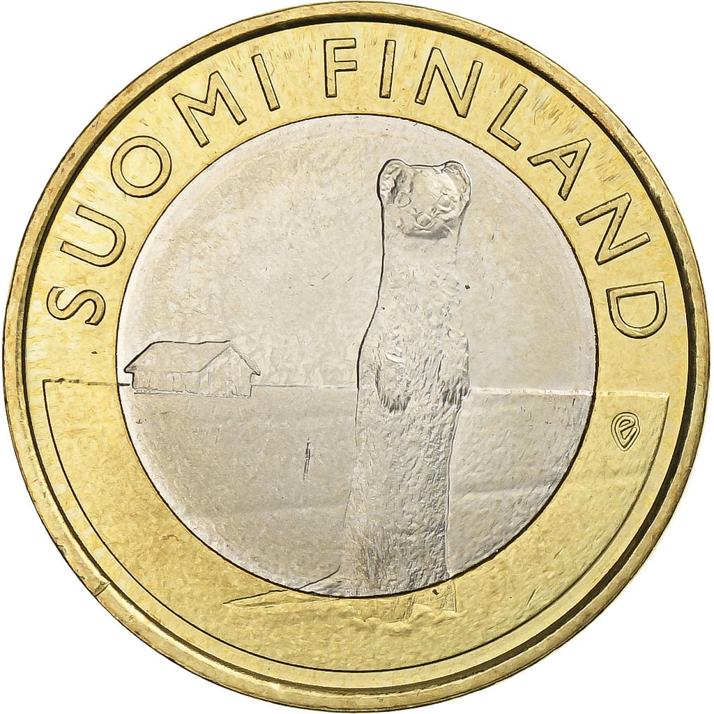 Finlandia, 5 Euro, Stoat in Ostrobothnia, 2015, Vantaa, Bimetaliczny, MS(60-62)