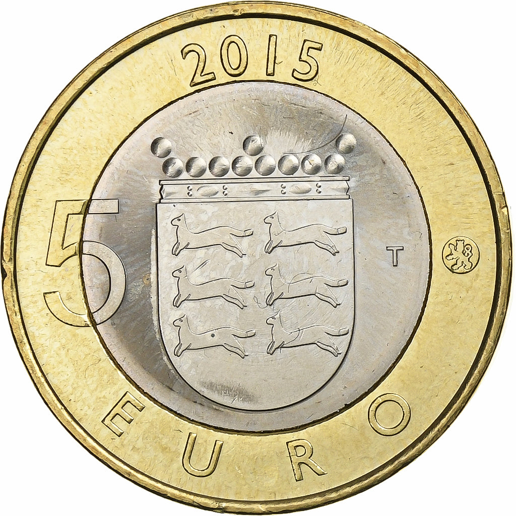 Finlandia, 5 Euro, Stoat in Ostrobothnia, 2015, Vantaa, Bimetaliczny, MS(60-62)