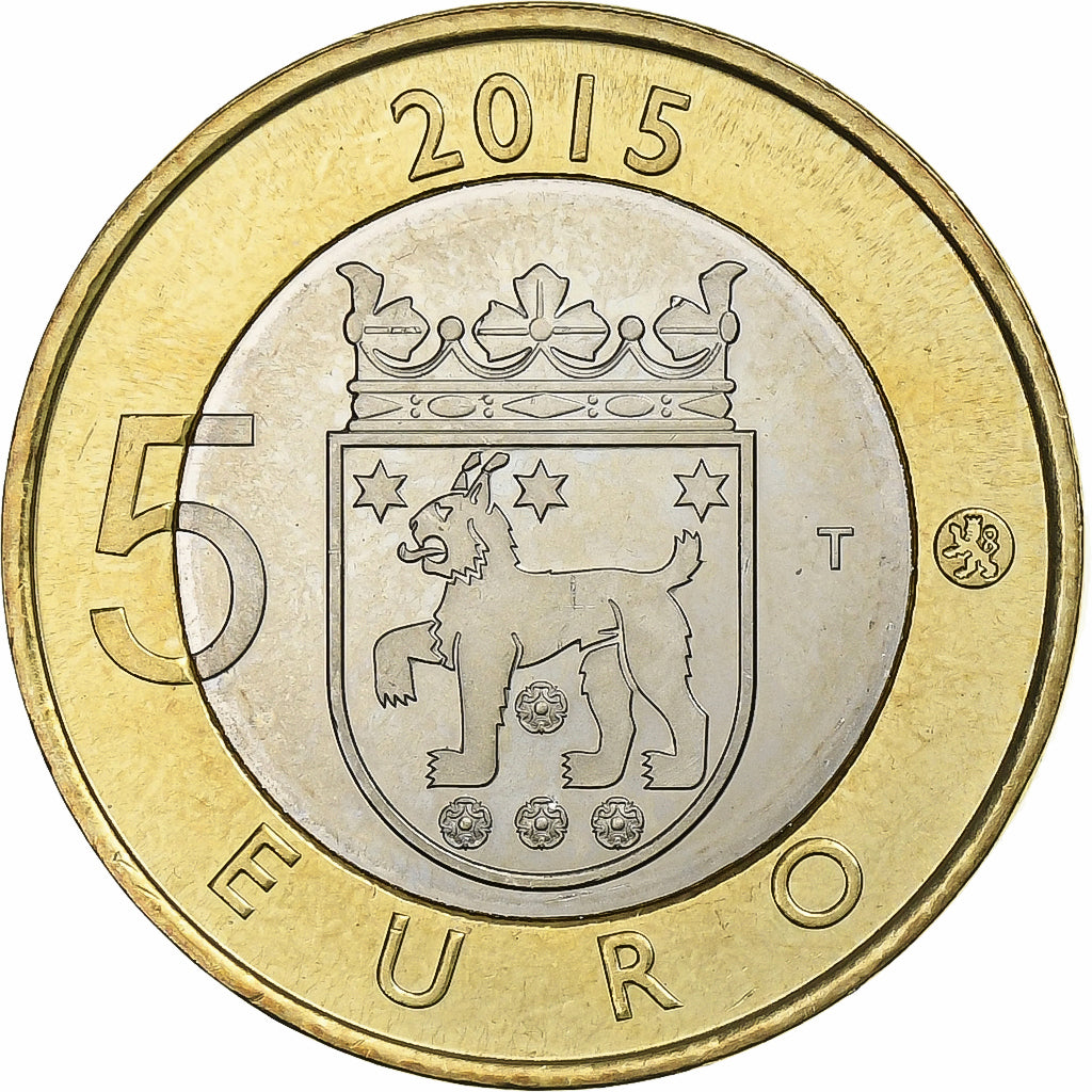 Finlandia, 5 Euro, Lynx in Tavastia, 2015, Vantaa, Bimetaliczny, MS(63), KM:241