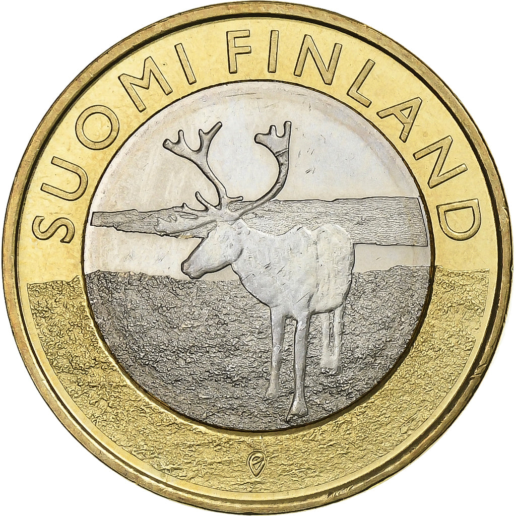 Finland, 5 Euro, Animals of the Provinces - Lapland, 2015, Bi-Metallic