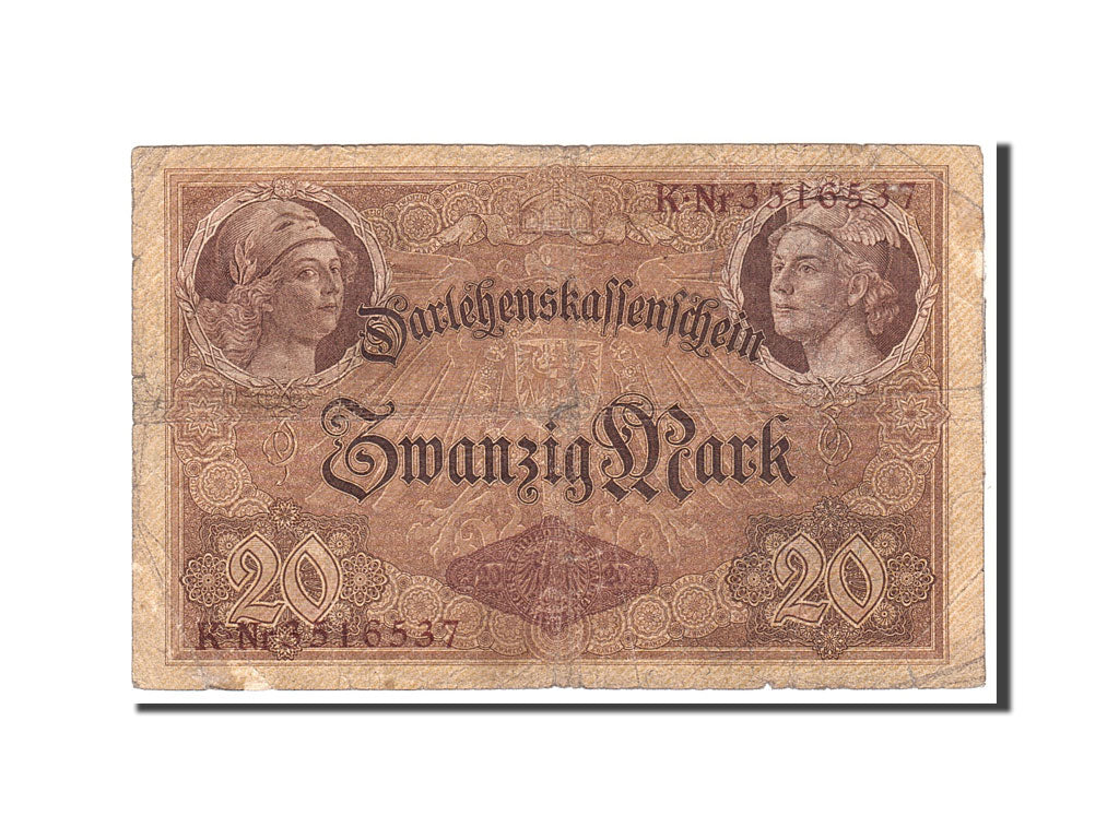 Banknote, Germany, 20 Mark, 1914, 1914-08-05, KM:48b, VG(8-10)