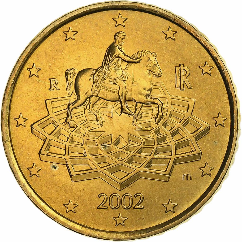 Italy, 50 Euro Cent, 2002, Rome, Brass, MS(64), KM:215