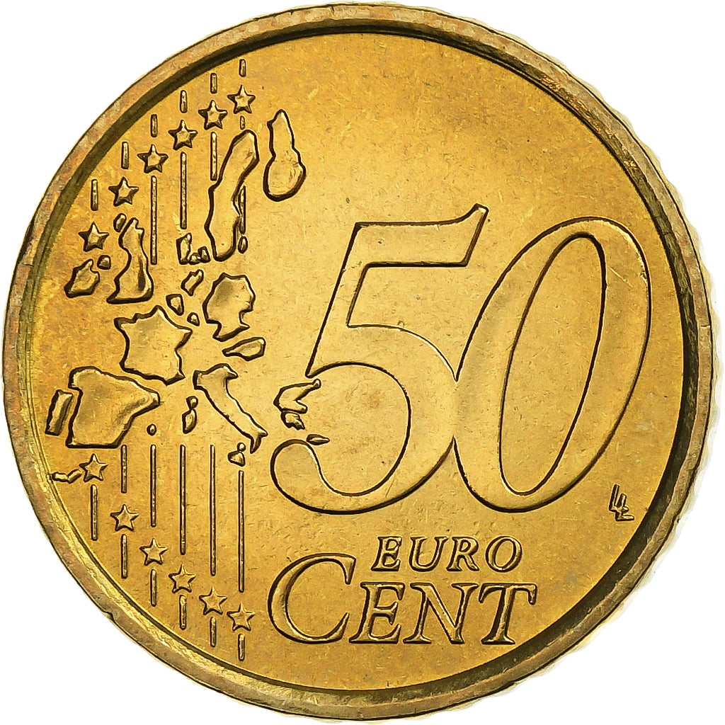 Italy, 50 Euro Cent, 2002, Rome, Brass, MS(64), KM:215