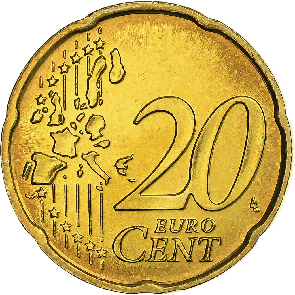 Italien, 20 Euro Cent, 2002, Rome, Messing, UNZ+, KM:214