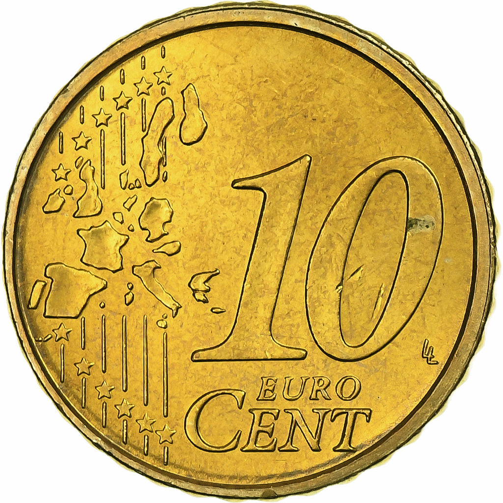 Italie, 10 Euro Cent, 2002, Rome, Laiton, SPL+, KM:213