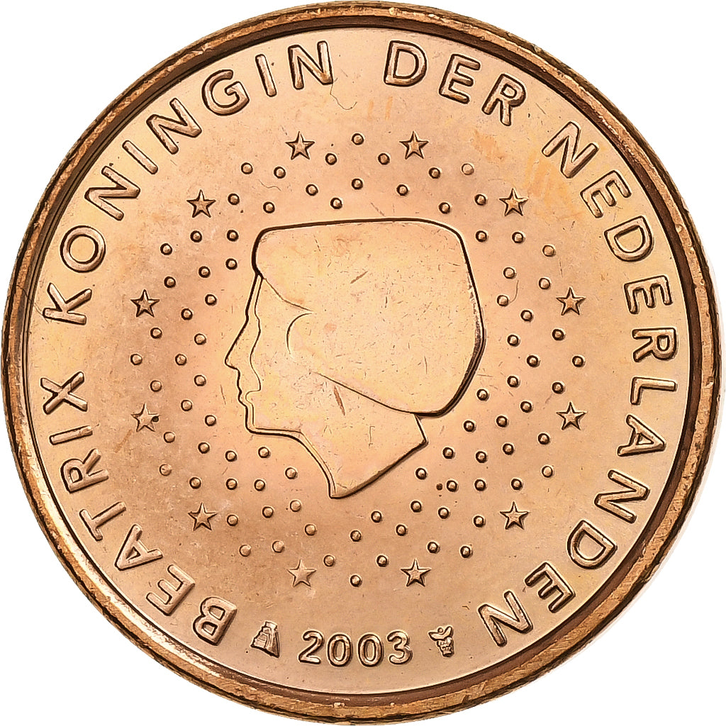 Países Baixos, Beatrix, 5 Euro Cent, 2003, Utrecht, Aço Cromado a Cobre
