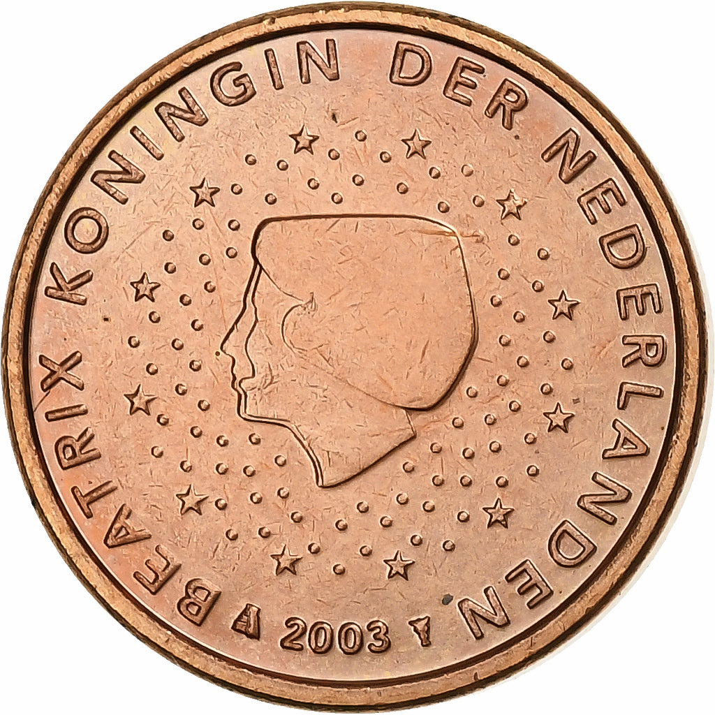 Países Baixos, Beatrix, Euro Cent, 2003, Utrecht, Aço Cromado a Cobre, MS(63)