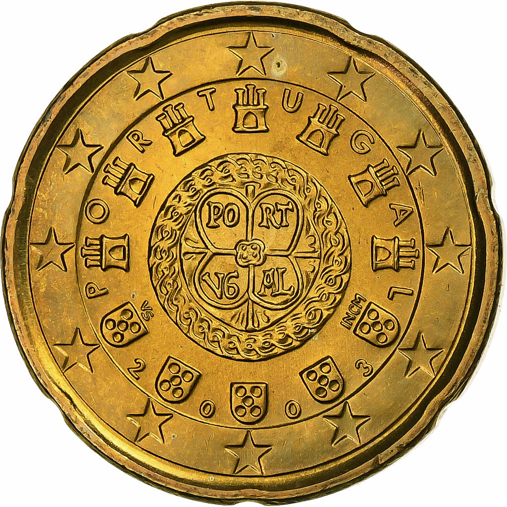 Portugal, 20 Euro Cent, 2003, Lisbon, Messing, UNZ+, KM:744