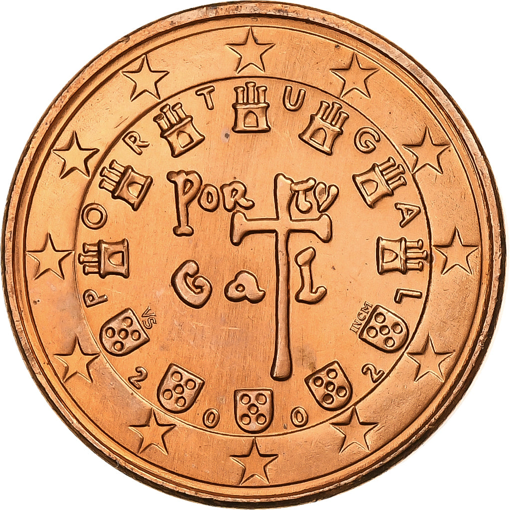 Portugal, 5 Euro Cent, 2002, Lisbon, Miedź platerowana stalą, MS(64), KM:742