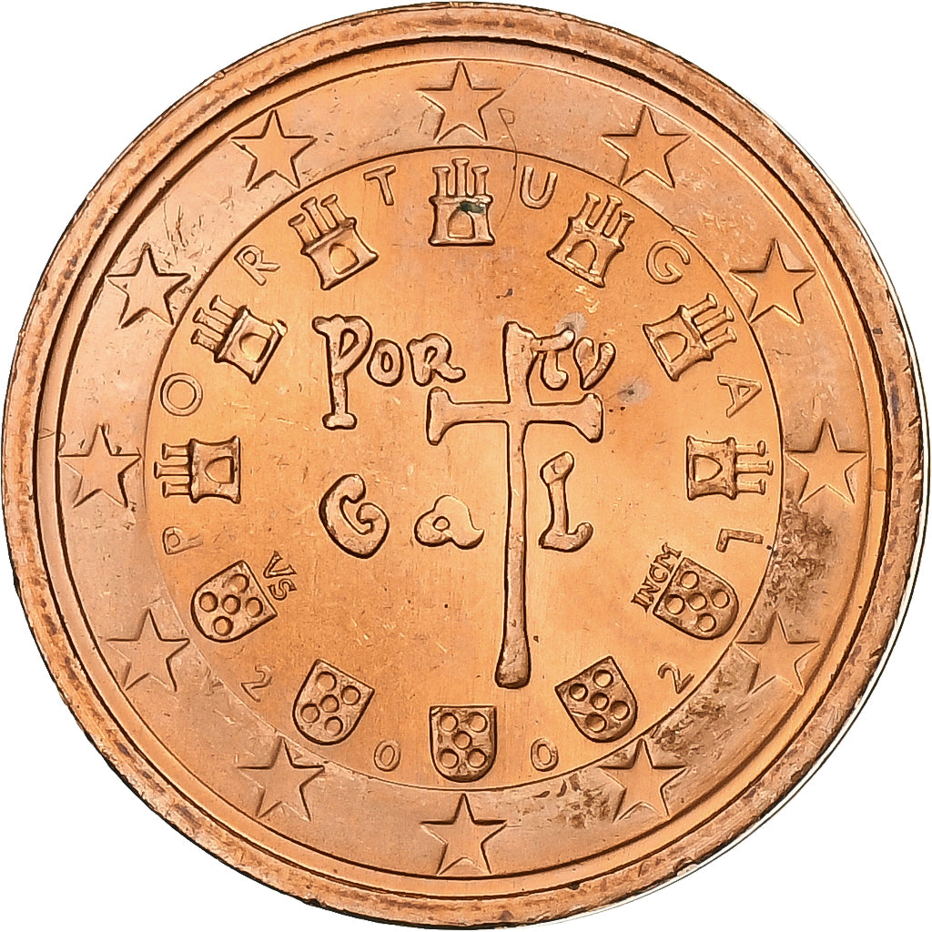 Portugal, 2 Euro Cent, 2002, Miedź platerowana stalą, MS(64)