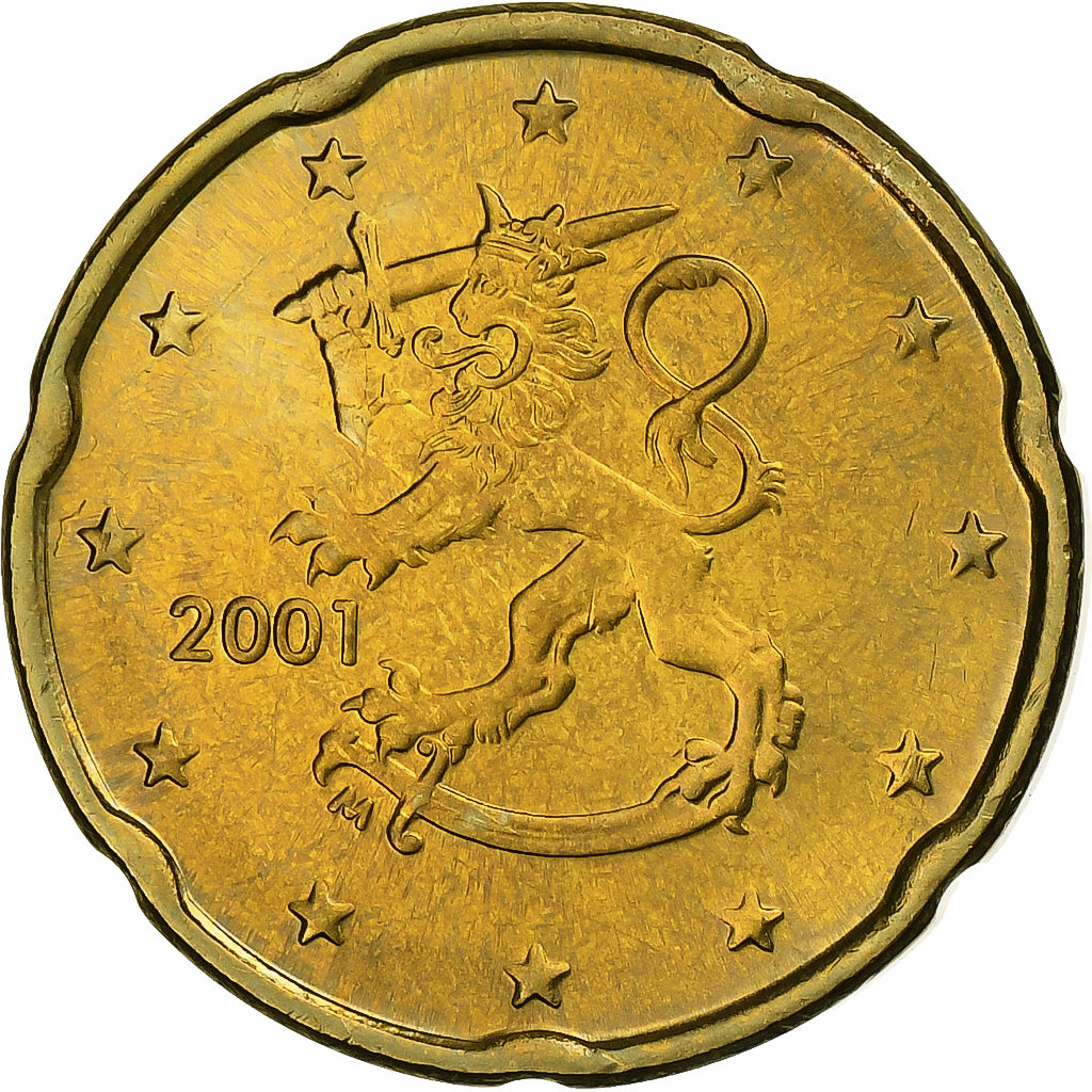 Finlande, 20 Euro Cent, 2001, Vantaa, Laiton, SPL+, KM:102