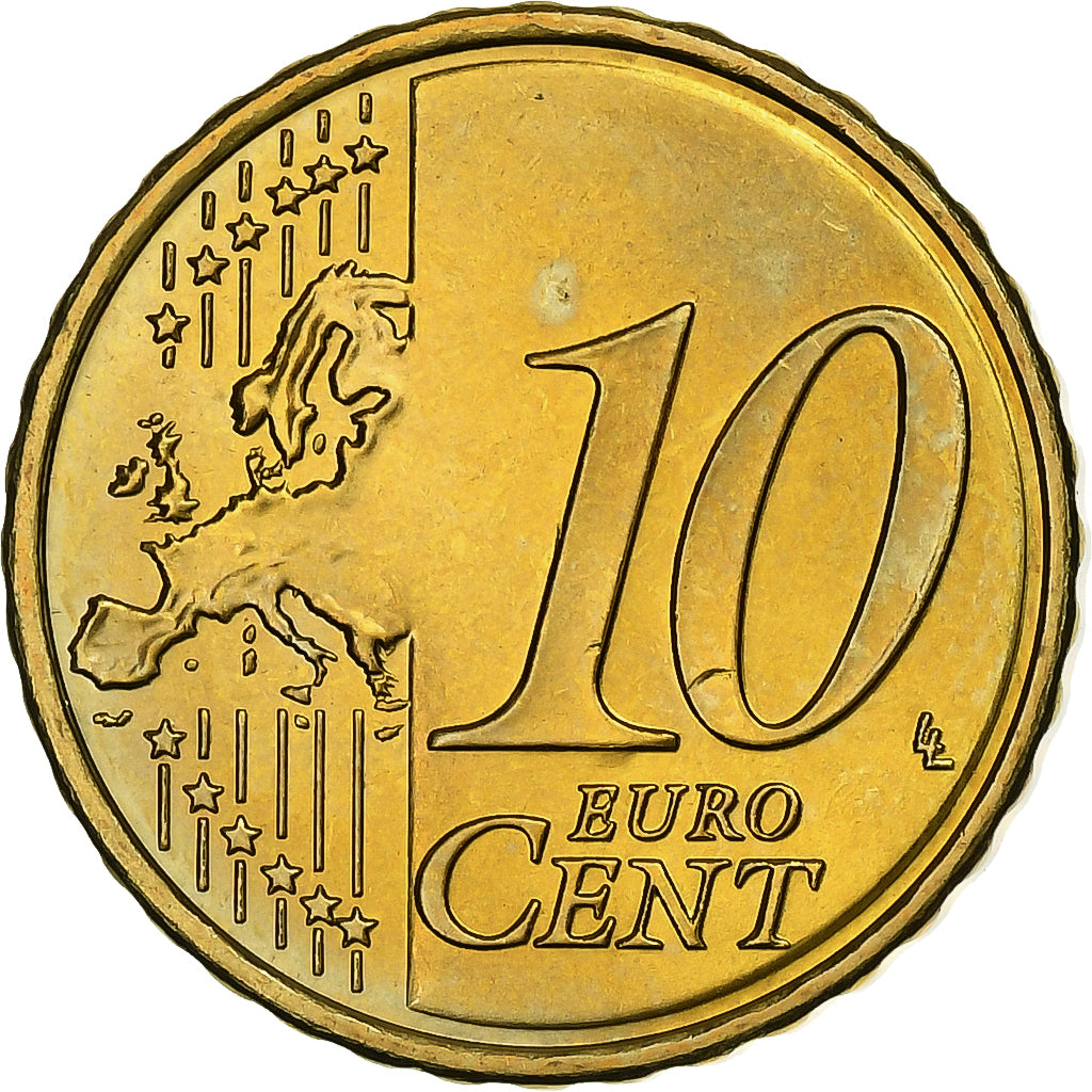 Chipre, 10 Euro Cent, 2008, Latão, MS(63), KM:81