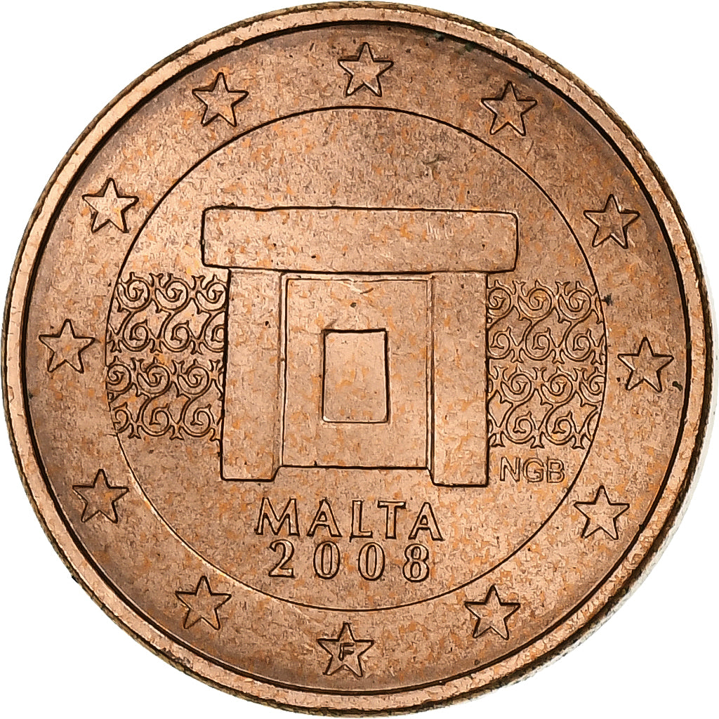 Malta, Euro Cent, 2008, Copper Plated Steel, MS(63), KM:New