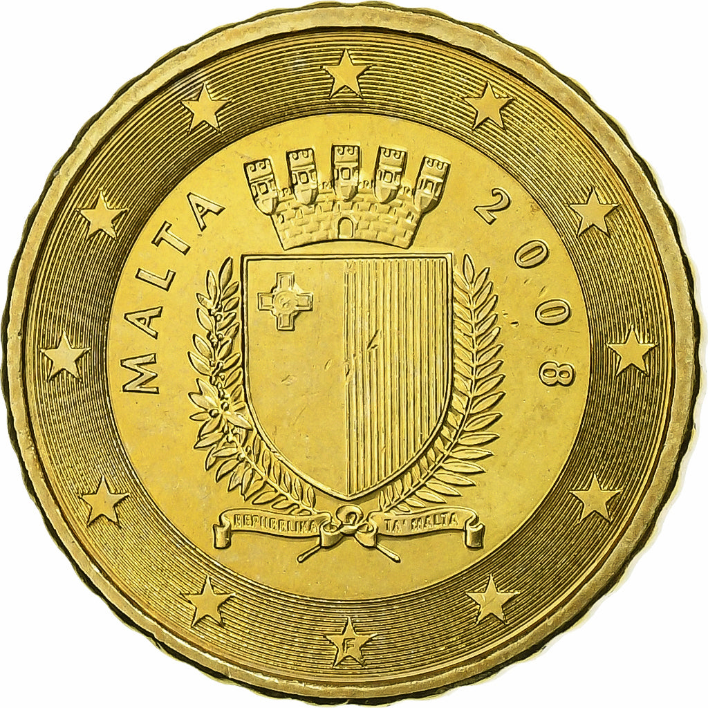 Malte, 10 Euro Cent, 2008, Or nordique, SUP+