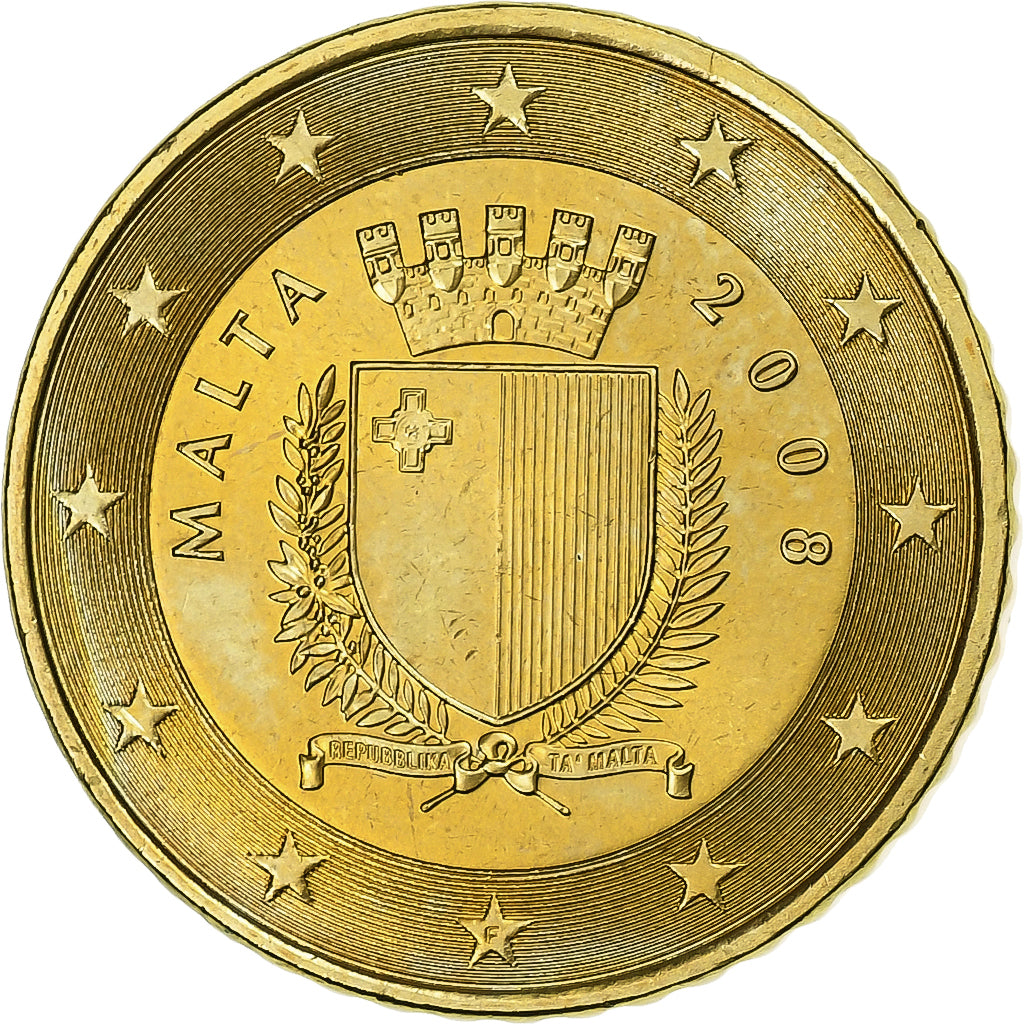 Malta, 50 Euro Cent, 2008, Paris, Mosiądz, MS(63), KM:130
