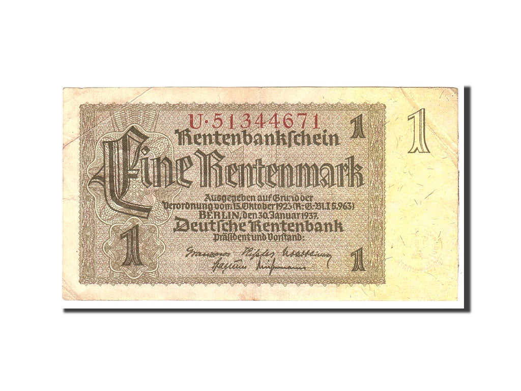 Banknote, Germany, 1 Rentenmark, 1937, 1937-01-30, KM:173b, EF(40-45)