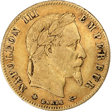 França, Napoleon III, 5 Francs, 1865, Paris, Dourado, VF(30-35), KM:803.1