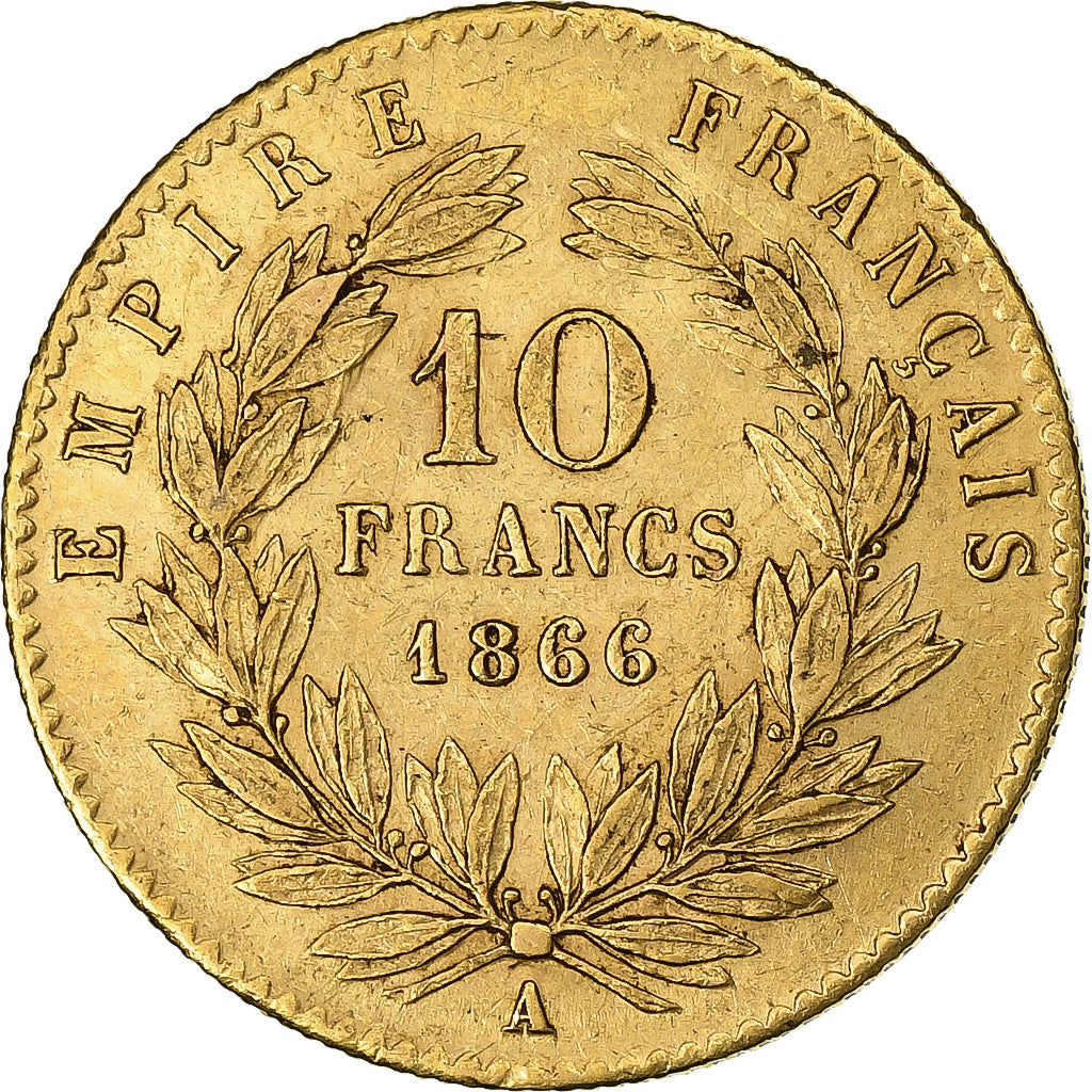 France, Napoléon III, 10 Francs, Napoléon III, 1866, Paris, Or, TTB+