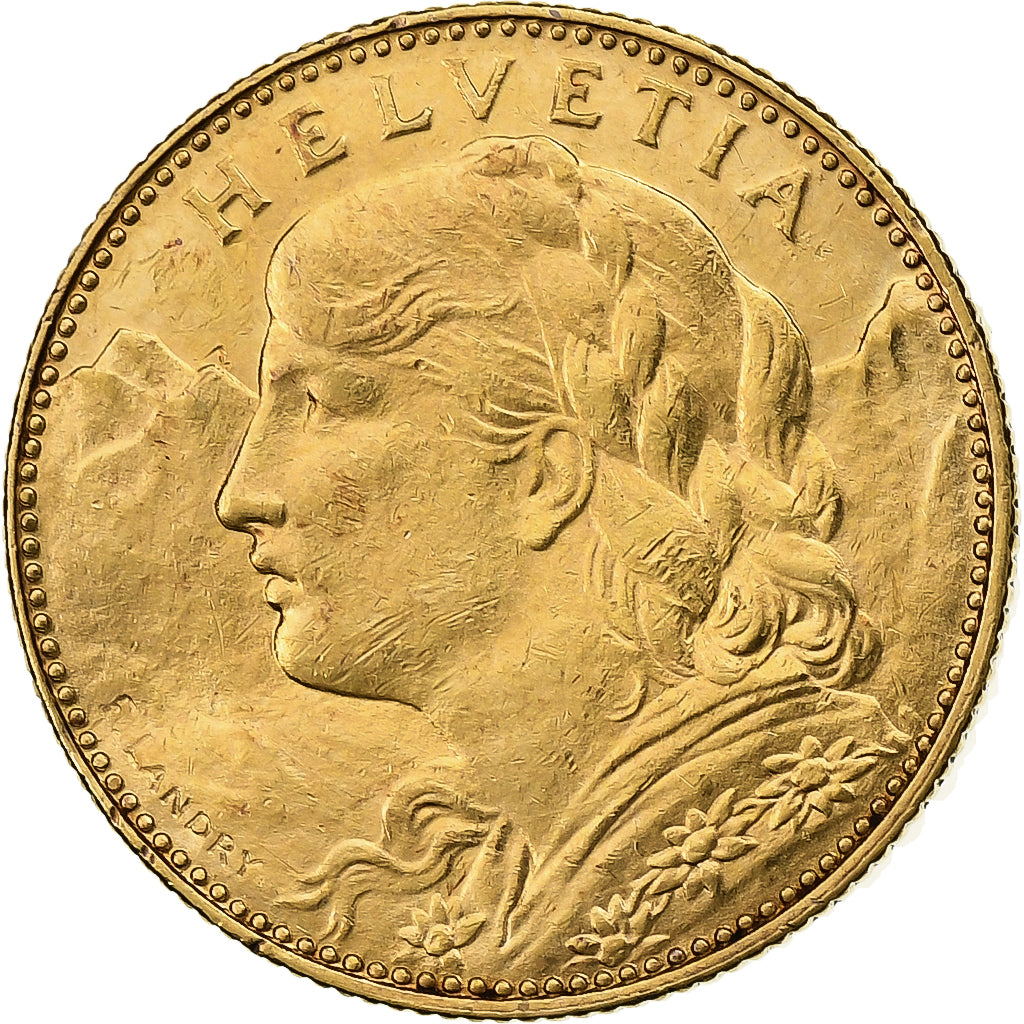 Svizzera, 10 Francs, 1913, Bern, Oro, BB, KM:36