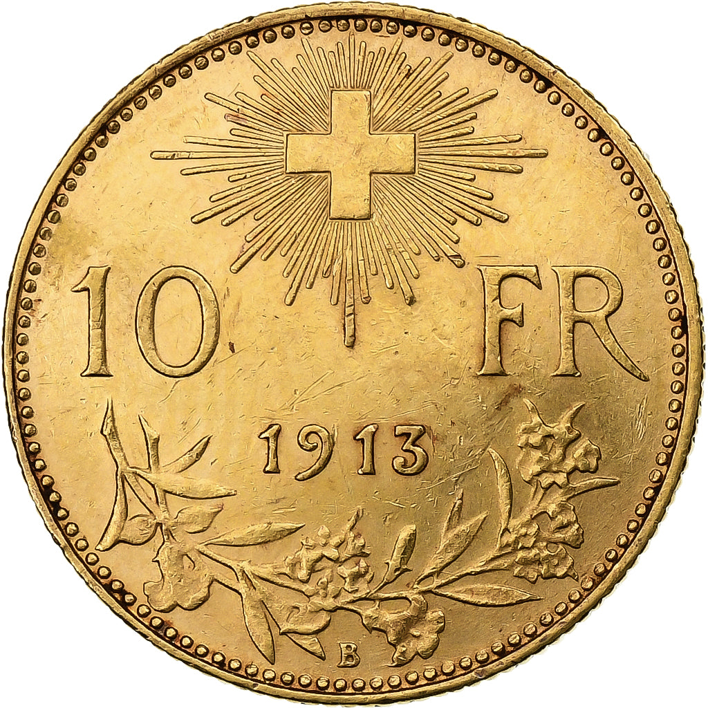 Svizzera, 10 Francs, 1913, Bern, Oro, BB, KM:36