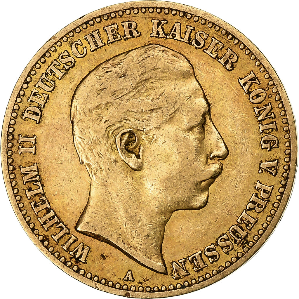 Stati tedeschi, PRUSSIA, Wilhelm II, 10 Mark, 1890, Berlin, Oro, BB, KM:520