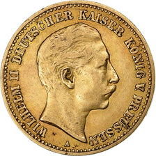 Stati tedeschi, PRUSSIA, Wilhelm II, 10 Mark, 1890, Berlin, Oro, BB, KM:520