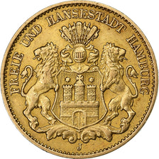 Stati tedeschi, HAMBURG, 10 Mark, 1898, Hamburg, Oro, BB, KM:608