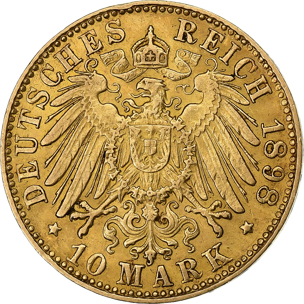 Stati tedeschi, HAMBURG, 10 Mark, 1898, Hamburg, Oro, BB, KM:608