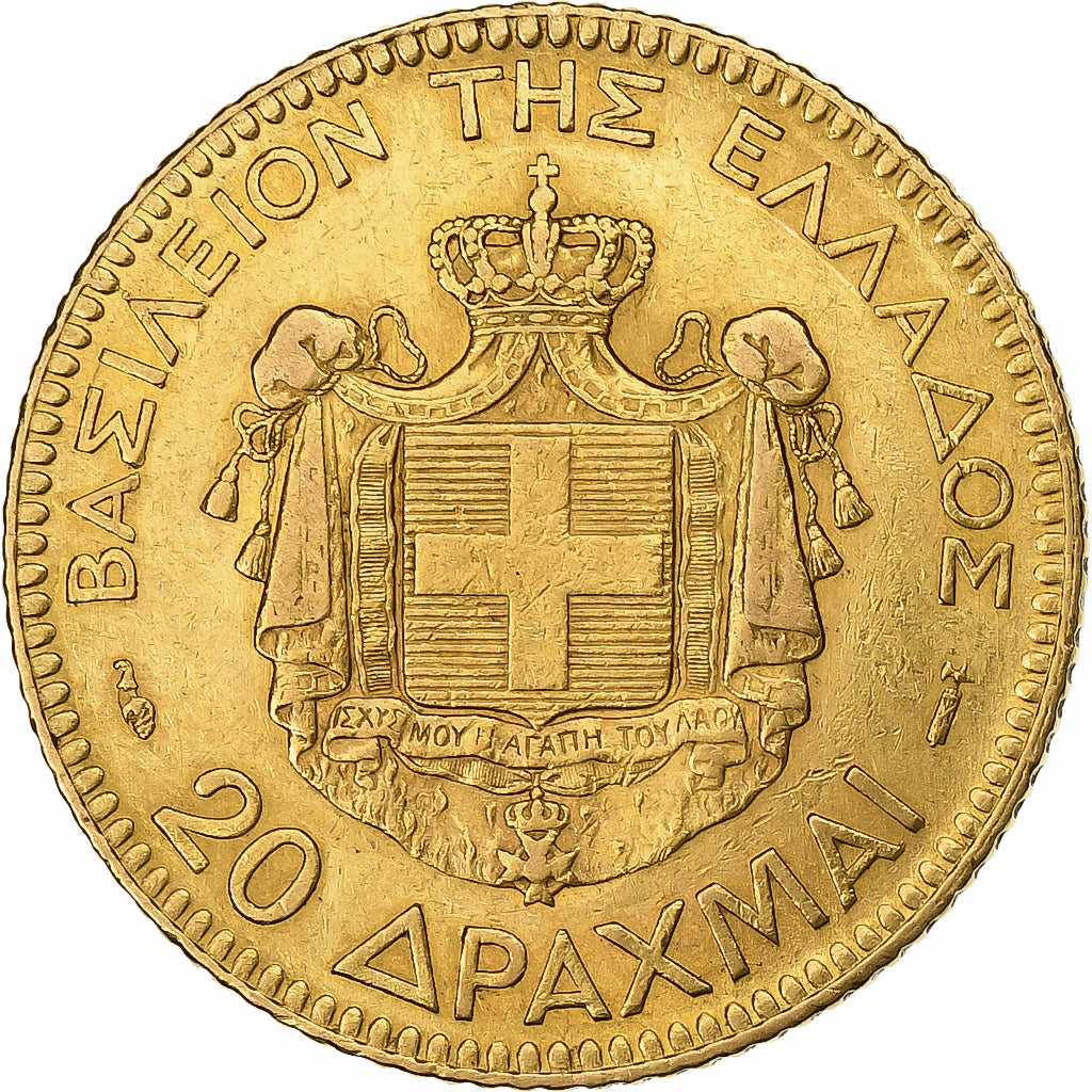 Greece, George I, 20 Drachmai, 1884, Paris, Gold, AU(50-53), KM:56