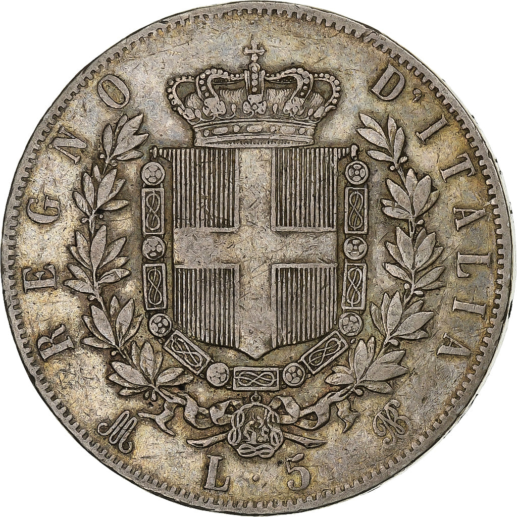 Itália, Vittorio Emanuele II, 5 Lire, 1873, Milan, Prata, EF(40-45), KM:8.3