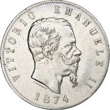 Italy, Vittorio Emanuele II, 5 Lire, 1874, Milan, Silver, EF(40-45), KM:8.3