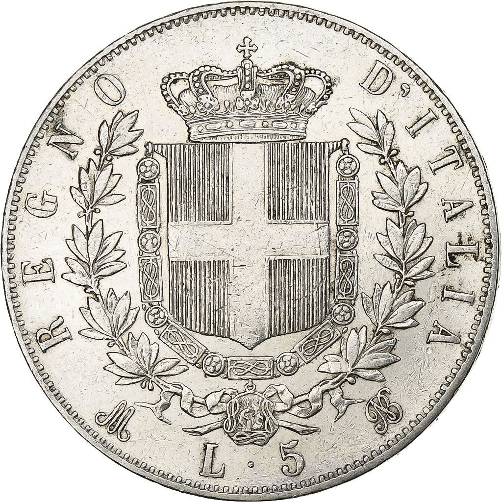 Italy, Vittorio Emanuele II, 5 Lire, 1874, Milan, Silver, EF(40-45), KM:8.3