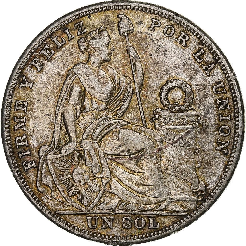Peru, Sol, 1925, Philadelphia, Silver, EF(40-45), KM:218.1