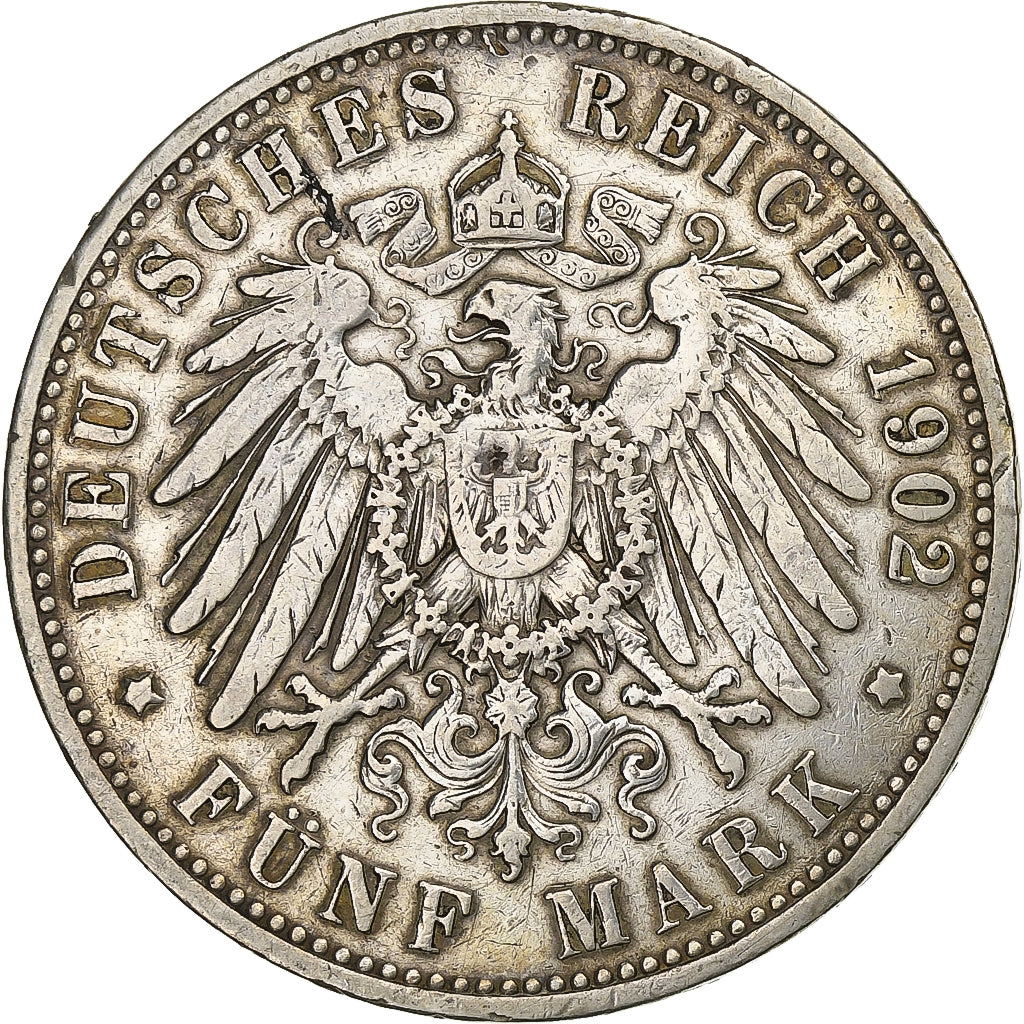 German States, Prussia., Wilhelm II, 5 Mark, 1902, Berlin, Silver, EF(40-45)