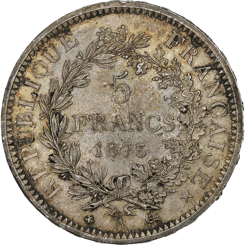 Francja, 5 Francs, Hercule, 1873, Paris, Srebro, AU(50-53), Gadoury:745a, Le