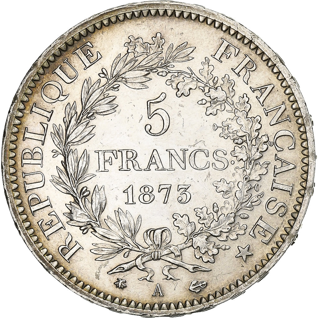 Francja, 5 Francs, Hercule, 1873, Paris, Srebro, MS(60-62), Gadoury:745a, Le