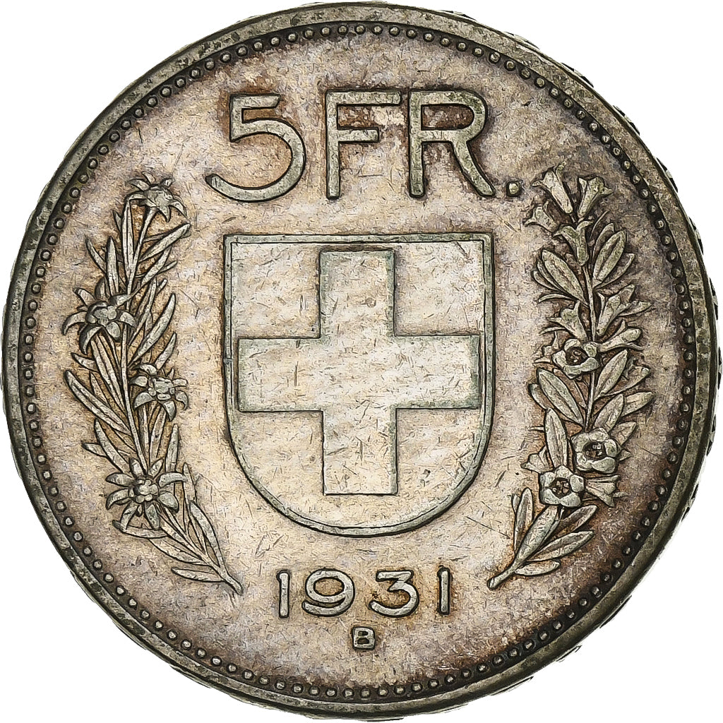 Szwajcaria, 5 Francs, 1931, Bern, Srebro, EF(40-45), KM:40