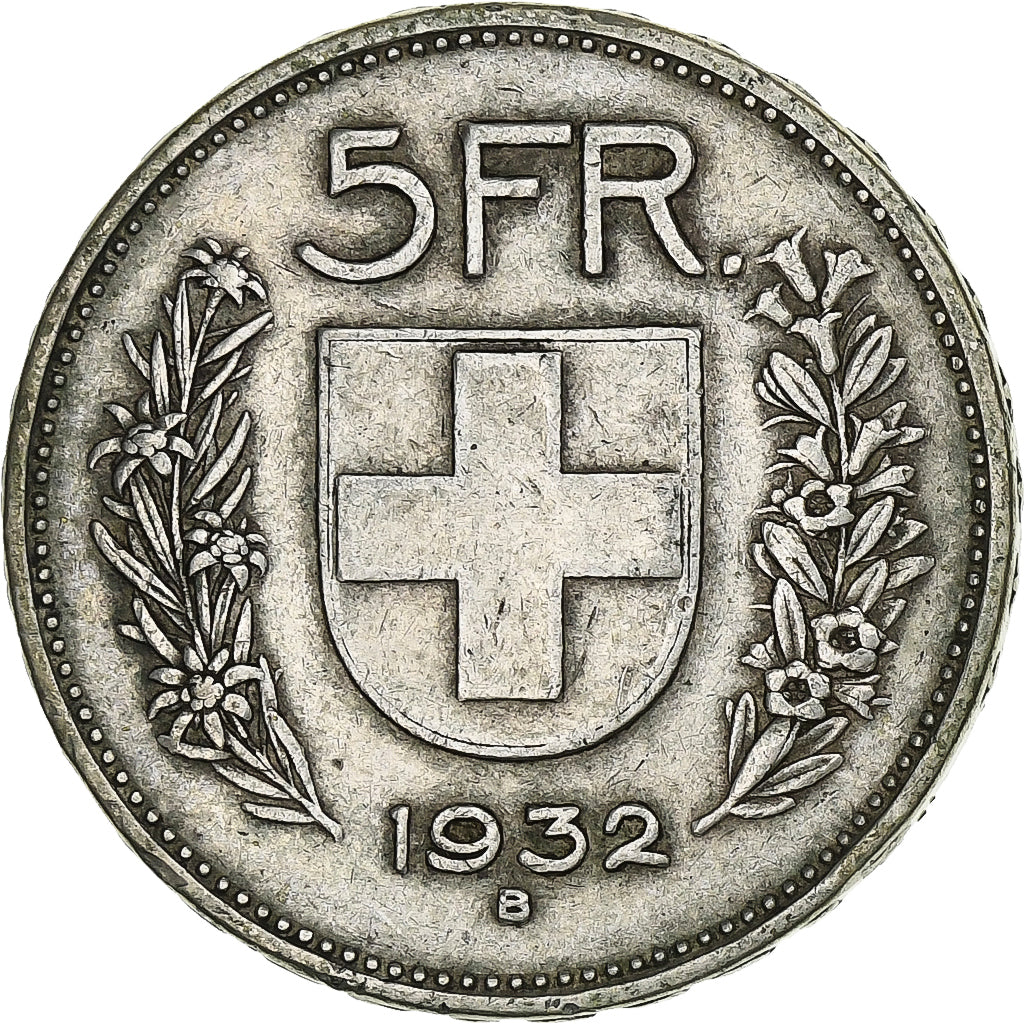 Svizzera, 5 Francs, 1932, Bern, Argento, BB, KM:40