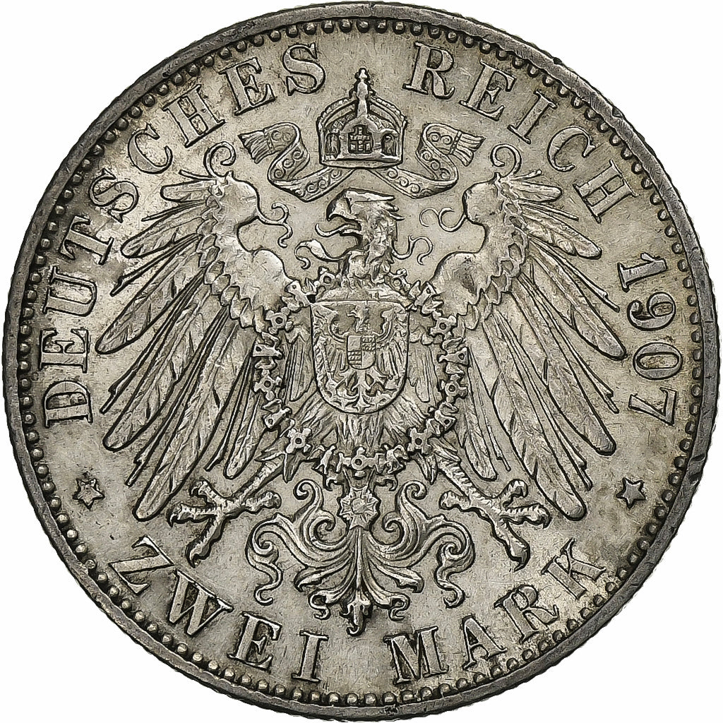 Germany, Grand-duchy of Baden, Friedrich I, 2 Mark, 1907, Karlsruhe, Silver