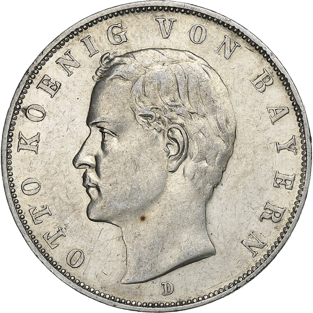 Estados Alemães, BAVARIA, Otto, 3 Mark, 1913, Munich, Prata, AU(50-53), KM:996