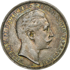 Kingdom of Prussia, Wilhelm II, 3 Mark, 1909, Berlin, Silver, EF(40-45), KM:527