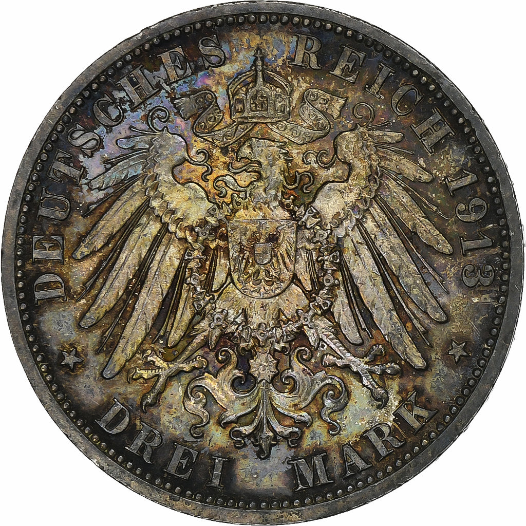 Etats allemands, PRUSSIA, Wilhelm II, 3 Mark, 1913, Berlin, Argent, SUP, KM:535