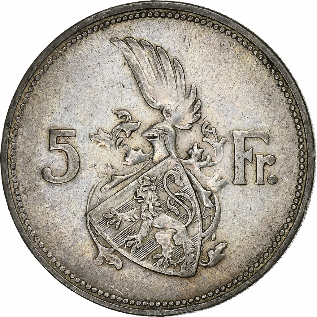Luxembourg, Charlotte, 5 Francs, 1929, Silver, EF(40-45), KM:38