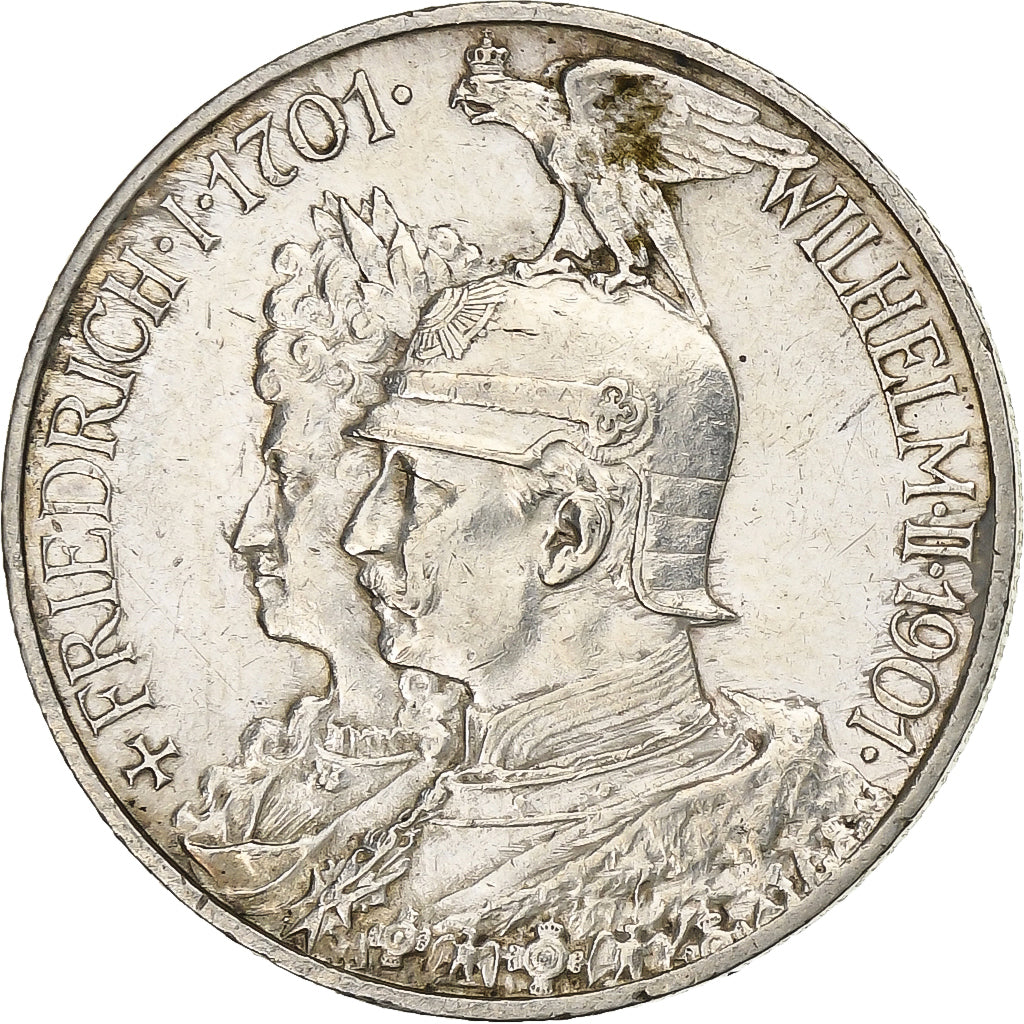 German States, PRUSSIA, Wilhelm II, 2 Mark, 1901, Berlin, Silver, AU(50-53)