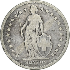 Suiza, 2 Francs, 1878, Bern, Plata, BC+, KM:21