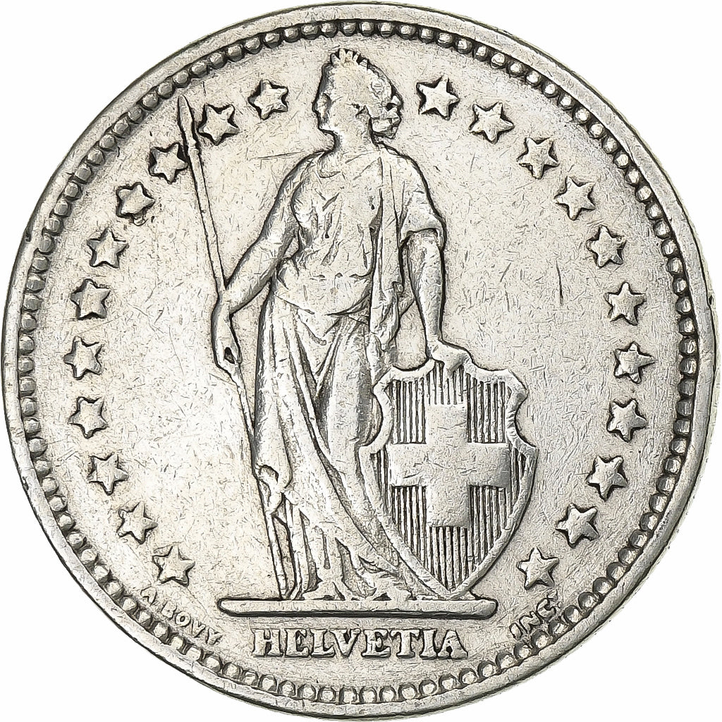 Suiza, 2 Francs, 1910, Bern, Plata, MBC, KM:21