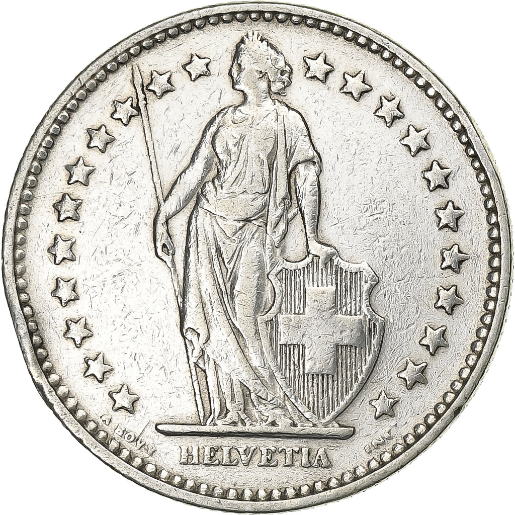 Suiza, 2 Francs, 1928, Bern, Plata, BC+, KM:21